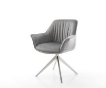 Esszimmerstuhl Keila-Flex mit Armlehnen Samt Grau Kreuzgestell breit E...