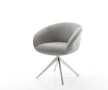 Drehstuhl Vinka-Flex mit Armlehnen Strukturstoff Soft Grau Kreuzgestel...