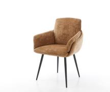 Esszimmerstuhl Luan-Flex mit Armlehnen Chenille Rost 4-Fuß konisch Sch...