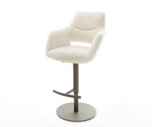 Barstuhl Yago-Flex Plüsch Creme-Weiß Drehfuß höhenverstellbar Metall T...