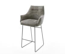 Barstuhl Alja-Flex Bouclé Soft Schlamm Kufengestell Metall Schwarz Tas...