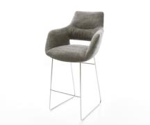 Barstuhl Yago-Flex Bouclé Soft Schlamm Kufengestell Edelstahl Silberfa...