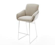 Barstuhl Luan-Flex Webstoff Soft Beige Kufengestell Edelstahl Silberfa...