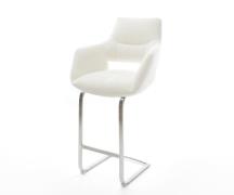 Barstuhl Yago-Flex Bouclé Soft Beige Freischwinger Flach Edelstahl Sil...