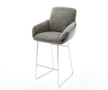 Barstuhl Luan-Flex Bouclé Soft Schlamm Kufengestell Edelstahl Silberfa...