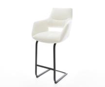 Barstuhl Yago-Flex Bouclé Soft Beige Freischwinger Flach Metall Schwar...