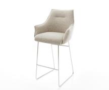 Barstuhl Alja-Flex Webstoff Soft Beige Kufengestell Edelstahl Silberfa...