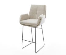 Barstuhl Clea-Flex Webstoff Soft Beige Kufengestell Metall Schwarz