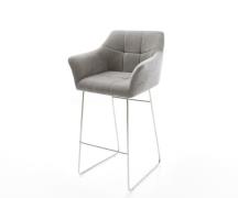 Barstuhl Yulo-Flex Strukturstoff Soft Grau Kufengestell Edelstahl Silb...