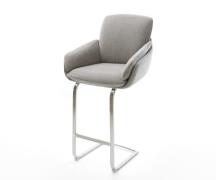 Barstuhl Luan-Flex Strukturstoff Soft Grau Freischwinger Flach Edelsta...