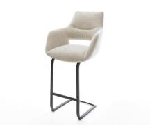 Barstuhl Yago-Flex Webstoff Soft Beige Freischwinger Flach Metall Schw...