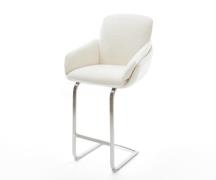 Barstuhl Luan-Flex Bouclé Soft Beige Freischwinger Flach Edelstahl Sil...