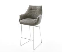 Barstuhl Alja-Flex Bouclé Soft Schlamm Kufengestell Edelstahl Silberfa...