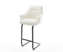 Barstuhl Alja-Flex Bouclé Soft Beige Freischwinger Flach Metall Schwar...