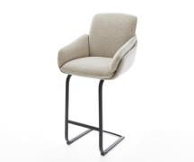 Barstuhl Luan-Flex Webstoff Soft Beige Freischwinger Flach Metall Schw...