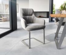 Freischwinger Zelia-Flex mit Armlehnen Samt Grau Freischwinger flach E...