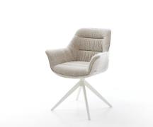 Drehstuhl Kaira-Flex Webstoff Soft Beige Kreuzgestell breit Weiß 360° ...