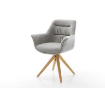 Drehstuhl Kaira-Flex Strukturstoff Soft Grau Holzgestell kantig Natur ...