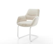 Freischwinger Yago-Flex mit Armlehnen Plüsch Creme-Weiß Freischwinger ...