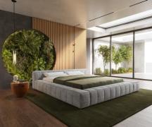 Polsterbettgestell Espazio 180x200 cm Strukturstoff Soft Grau mit Stau...