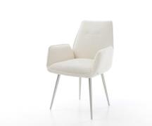 Esszimmerstuhl Zoa-Flex Bouclé Weiß 4-Fuß konisch Edelstahl Taschenfed...