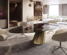 Esstisch Edge Oval 280x130 Keramik Emperador Extra Lucidato Dunkelbrau...