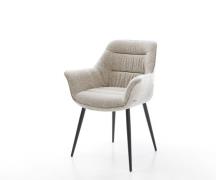 Esszimmerstuhl Kaira-Flex Webstoff Soft Beige 4-Fuß konisch Schwarz