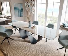 Esstisch Edge 200-300x100 cm Keramik Onyx Champagne Infinity Metall Sc...