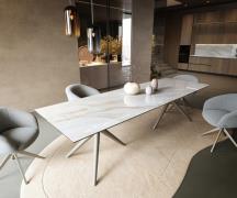 Esstisch Edge 300x100 cm Keramik Onyx Pearl Estelar rund Metall Effekt...