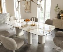 Esstisch Edge Boot 240x120 cm Keramik Minas Melange Weiß-Beige Troa Me...