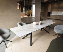 Esstisch Edge 300x100 cm Keramik Onyx Pearl Zenthara kantig Metall Sch...