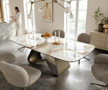 Esstisch Edge Boot 240x120 cm Keramik Minas Melange Weiß-Beige W-Geste...