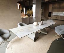 Esstisch Edge 300x100 cm Keramik Onyx Pearl W-Gestell Metall Effektfin...