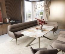 Esszimmerbank Taya-Flex 285x190 cm Strukturstoff Soft Taupe Kreuzgeste...