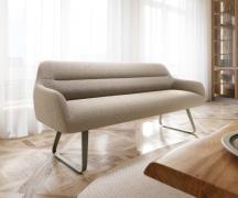 Esszimmerbank Taya-Flex 200 cm Bouclé Schlamm Kufengestell flach Effek...