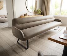 Esszimmerbank Taya-Flex 300 cm Mikrofaser Taupe Vintage Kufengestell f...