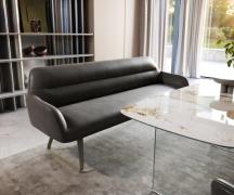 Esszimmerbank Taya-Flex 200 cm Mikrofaser Anthrazit Vintage Kufengeste...