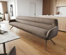 Esszimmerbank Taya-Flex 300 cm Strukturstoff Soft Taupe Kreuzgestell k...