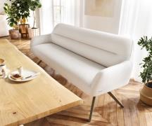 Esszimmerbank Taya-Flex 200 cm Bouclé Creme-Weiß Kreuzgestell kantig E...