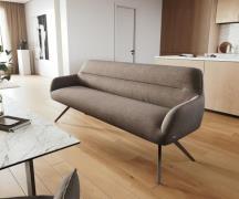 Esszimmerbank Taya-Flex 200 cm Strukturstoff Soft Taupe Kreuzgestell k...
