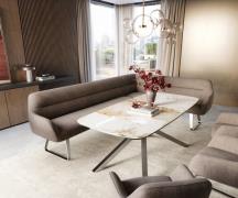 Esszimmerbank Taya-Flex 285x190 cm Strukturstoff Soft Taupe Kufengeste...