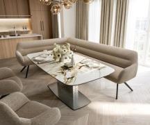 Esszimmerbank Taya-Flex 285x190 cm Bouclé Schlamm Kreuzgestell kantig ...