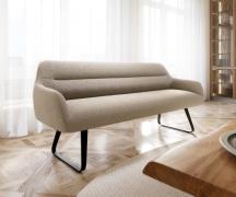 Esszimmerbank Taya-Flex 200 cm Bouclé Schlamm Kufengestell flach Schwa...