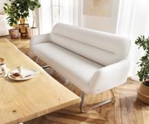 Esszimmerbank Taya-Flex 200 cm Bouclé Creme-Weiß Kufengestell flach Ed...