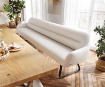 Esszimmerbank Taya-Flex 300 cm Bouclé Creme-Weiß Kufengestell flach Sc...