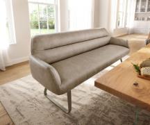 Esszimmerbank Taya-Flex 200 cm Mikrofaser Beige Vintage Kufengestell f...