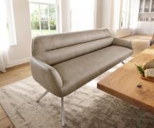 Esszimmerbank Taya-Flex 200 cm Mikrofaser Beige Vintage Kreuzgestell k...