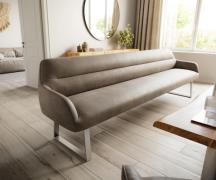 Esszimmerbank Taya-Flex 300 cm Mikrofaser Taupe Vintage Kufengestell k...