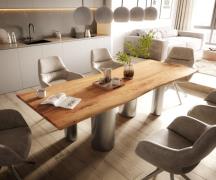 Esstisch Edge 260x100 Akazie Natur Pilier Edelstahl gebürstet Live-Edg...