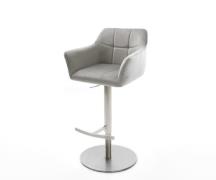 Barstuhl Yulo-Flex Samt Grau Drehfuß höhenverstellbar Edelstahl